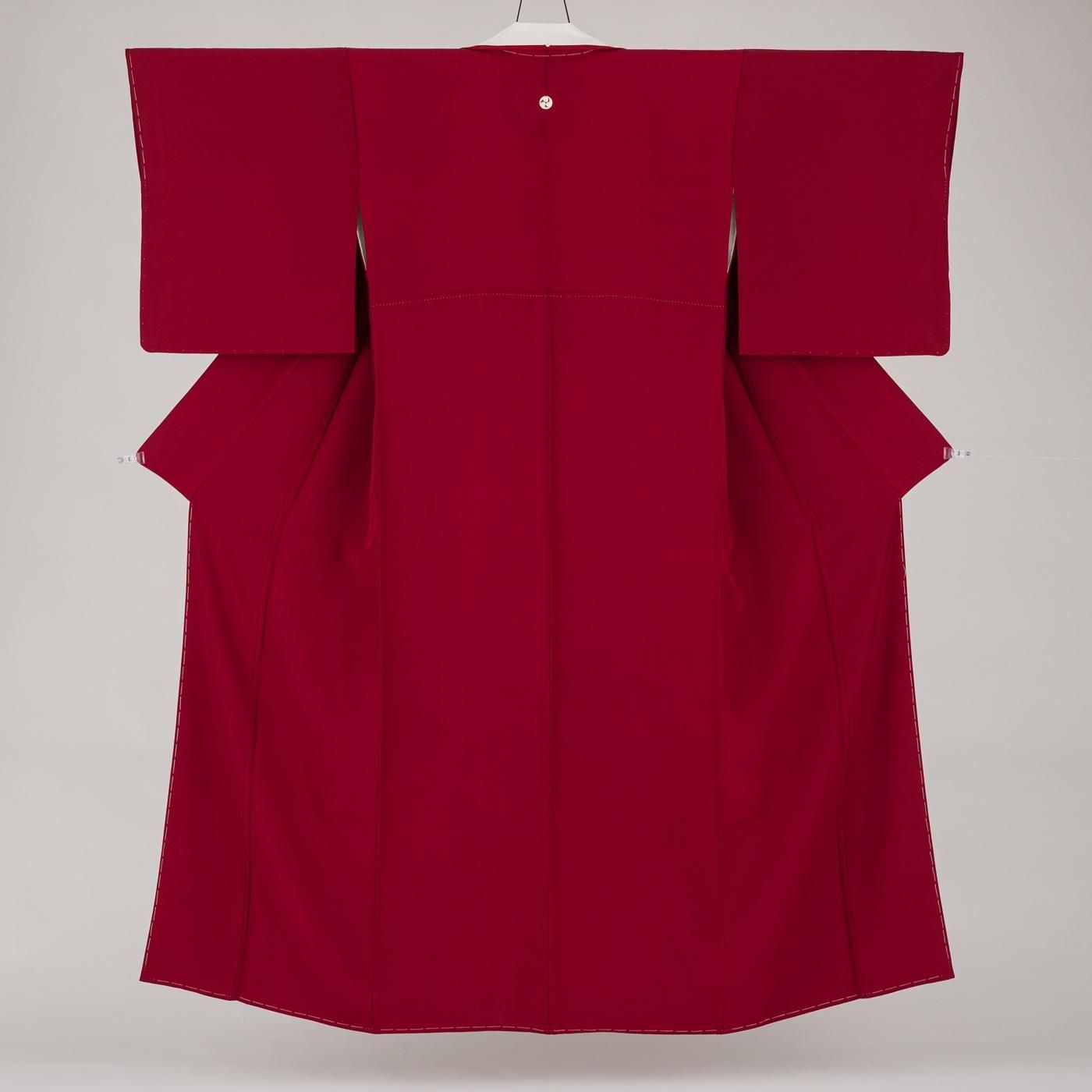 色無地 一つ紋 深緋 - からん::アンティーク着物・リサイクル着物の