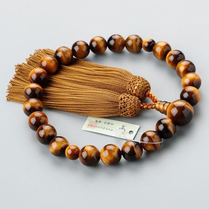 ≪特別価格≫数珠 男性用 22玉 虎目石 正絹房 101220046 略式数珠 京