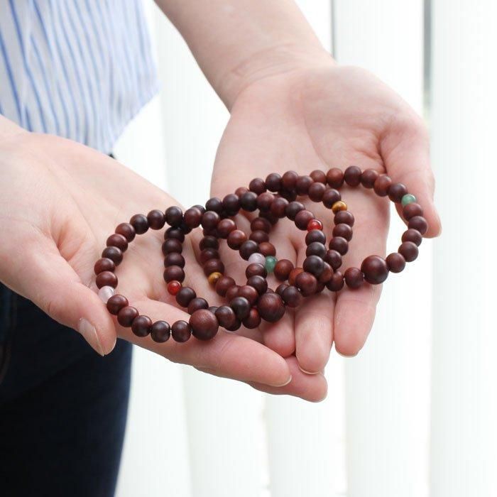 ≪選べる4種≫数珠ブレスレット 約8ミリ 紫檀 （艶消し） 二天 選べる