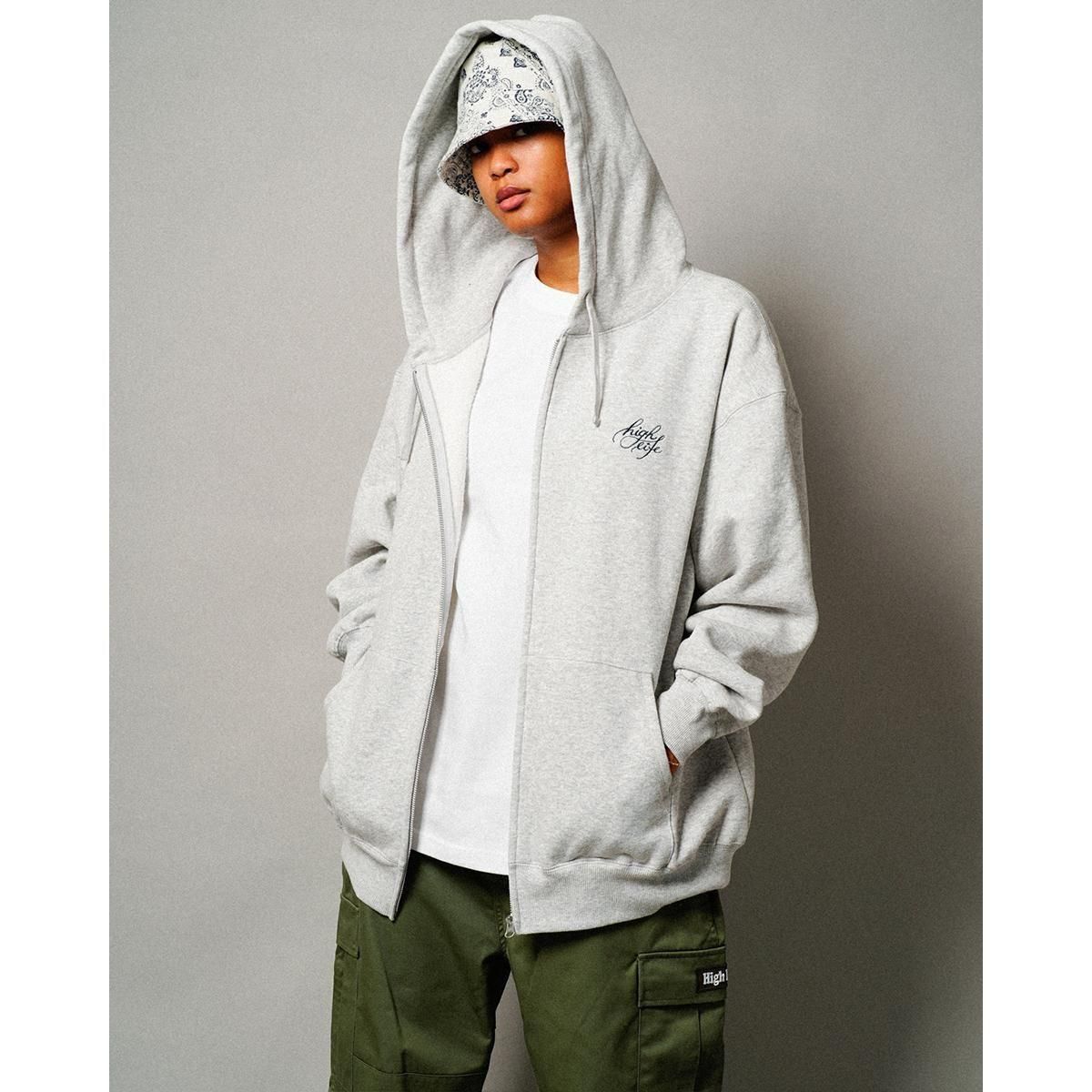 HighLife / Cursive Zip Hoodie - AshGrey - - HighLife Online Store