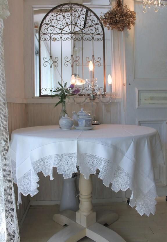 クロッシェレース、英国アンティークリネン・テーブルクロス