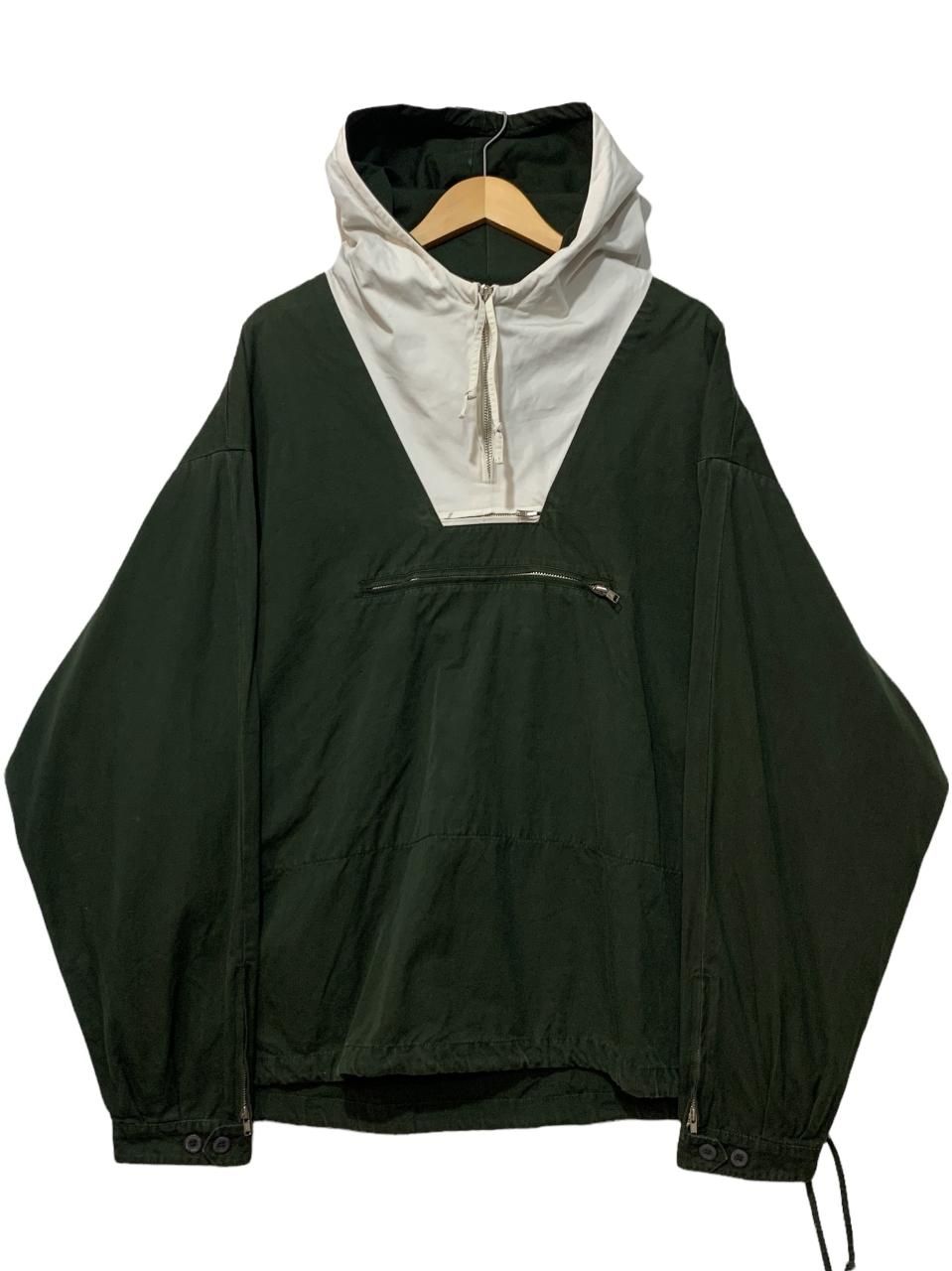 90s J.CREW 2 Tone Cotton Anorak Parka 深緑白 L ジェイクルー