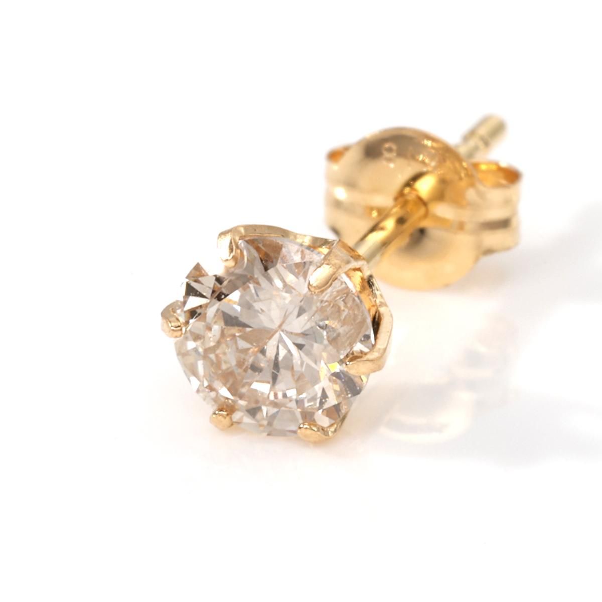 ダイヤモンド 18K イエローゴールド ソリティアピアス 4.5mm