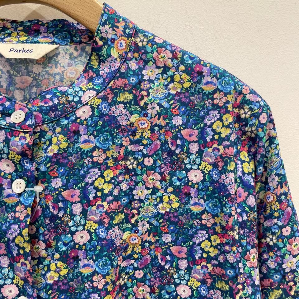 Parkes - スタンドカラーシャツワンピース 7分袖【リバティ