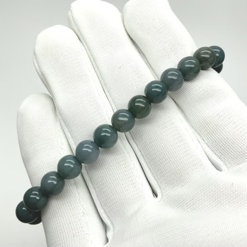 糸魚川翡翠(青緑)入りコン沢産 ブレスレット 6.5mm 】 青翡翠 国産