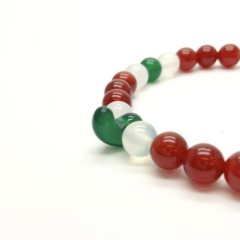 美保岐玉ブレスレット -倭- M 】 みほぎ 御祈玉 赤めのう 白めのう 緑