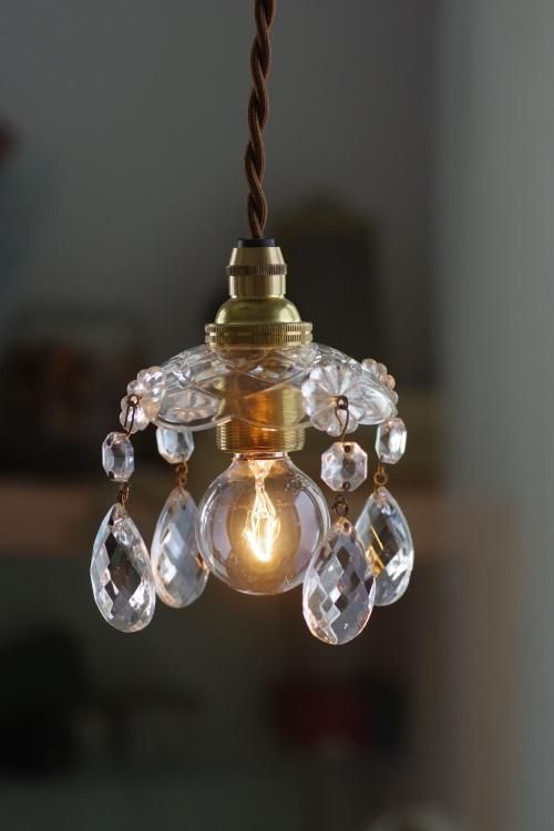 フランスアンティークキルトカット クリスタルガラスミニシャンデリア