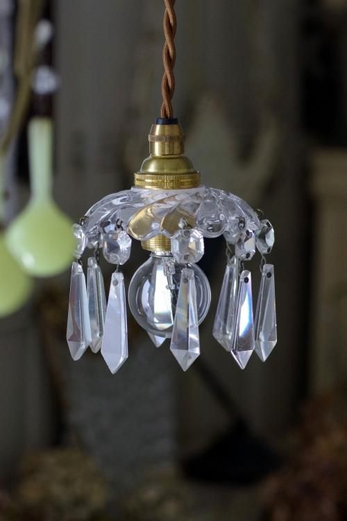 0301dフランスアンティークドロップ付付き オールドバカラガラスミニ