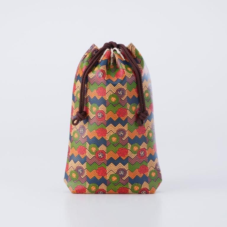 合切袋(大)マチ付［更紗×巴］：印傳屋公式オンラインショップ｜INDEN-YA