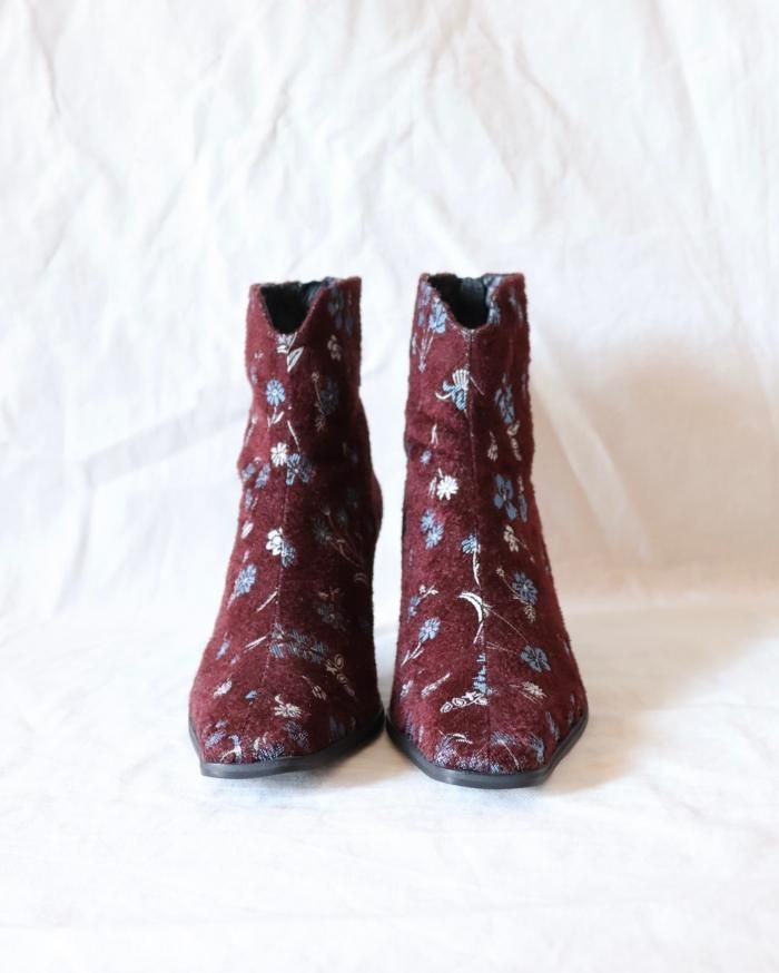 Mame Kurogouchi：Floral Jacquard Boots - BORDOUX - ORANN ONLINE SHOP