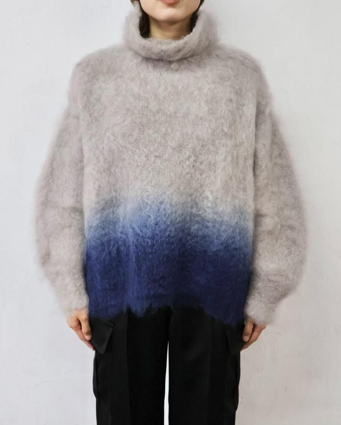 Mame Kurogouchi：Fur Knitted High Neck Top - GREY - ORANN ONLINE SHOP