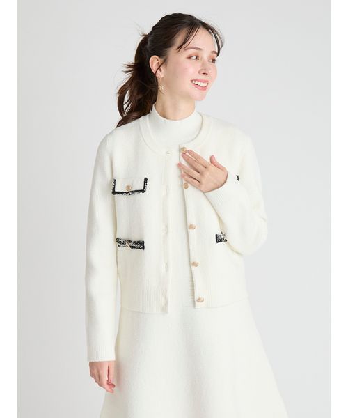 USAGI ONLINE・ZOZO限定カラー】トリムミニニットワンピースセット