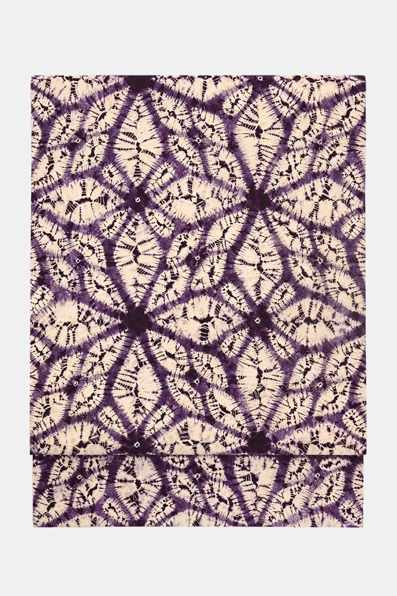 銀座【帯5809】草紫堂製 南部絞紫根染 名古屋帯 - 銀座きもの青木