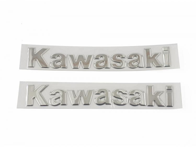KAWASAKI カワサキ メッキ 立体エンブレム シルバー 2枚セット｜バイク