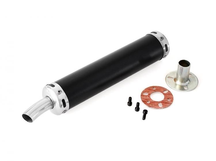 ヤマハ TZM50R/TZR/YSR 社外チャンバーに アルミ サイレンサー 黒