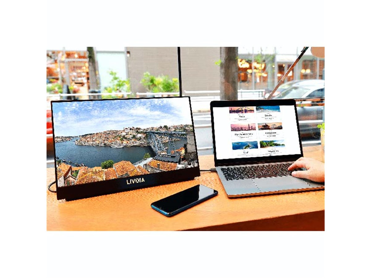 LIVXIA、タッチ操作に対応した15.6型モバイルディスプレイ「LX156TSL