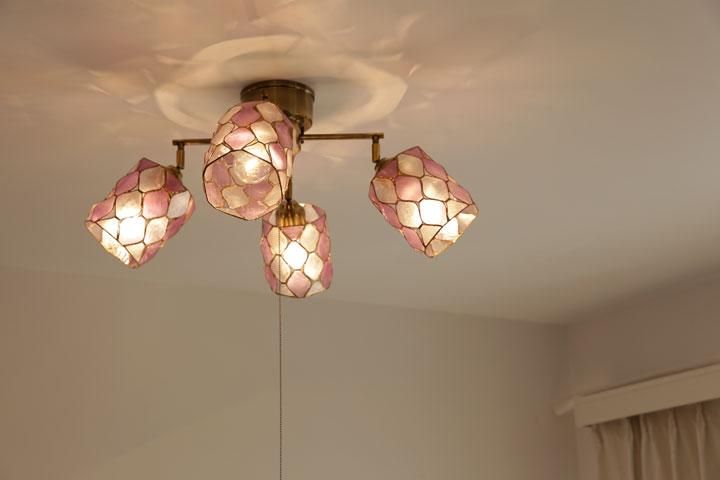 4灯シーリングライト カピス貝 LED Lucena パープル｜デザイン照明のCROIX