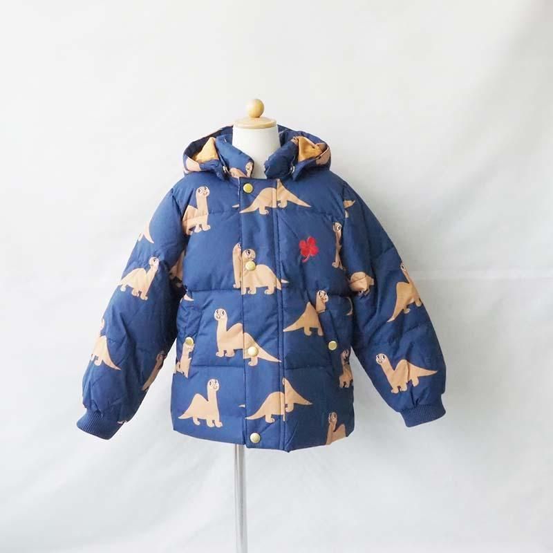 Dinos aop hooded puffer Blue 104-122 mini rodini ミニロディーニ