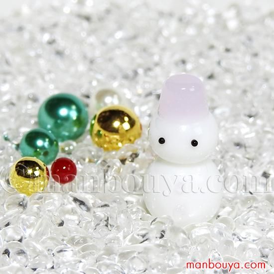 雪だるま ミニチュア ガラス細工 クリスマス 飾り グラススクエア プチ