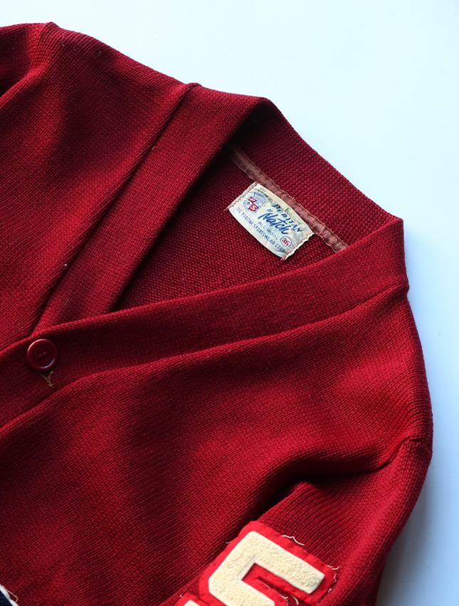 50s PURITAN LETTERED KNIT CARDIGAN SIZE 36 | 1940〜50年代の