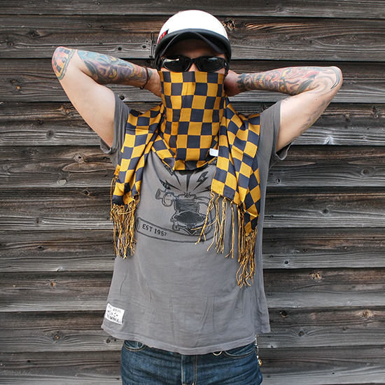 ロッカーズ マフラー カフェレーサー スカーフ ストール ゴールド x