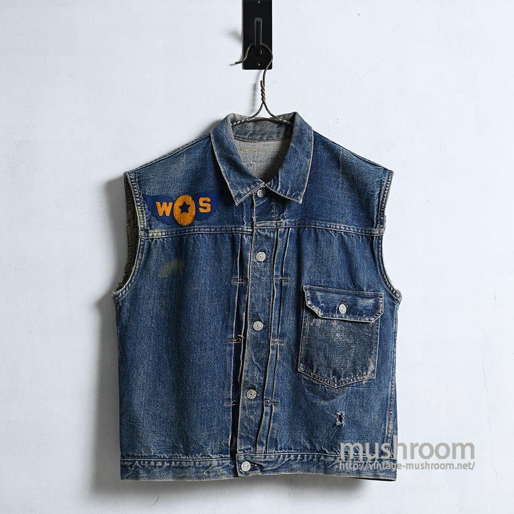 LEVI'S 506XX M/C CUT-OFF BIKER'S VEST with SKULL EMBROIDERY