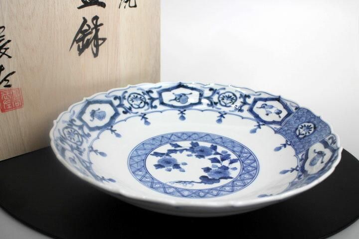 宮内庁御用窯】8.5号盛皿 祥瑞手菊紋/山本長左