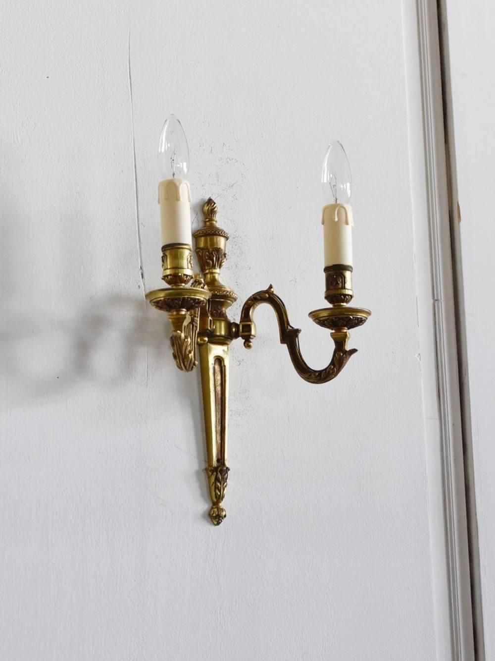 2灯ウォールランプ.22 フランスアンティーク照明 ブラケット ブロンズ