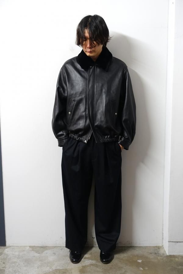 ssstein(シュタイン)/MOUTON COLLAR SHEEP LEATHER ZIP JACKET/BLACK