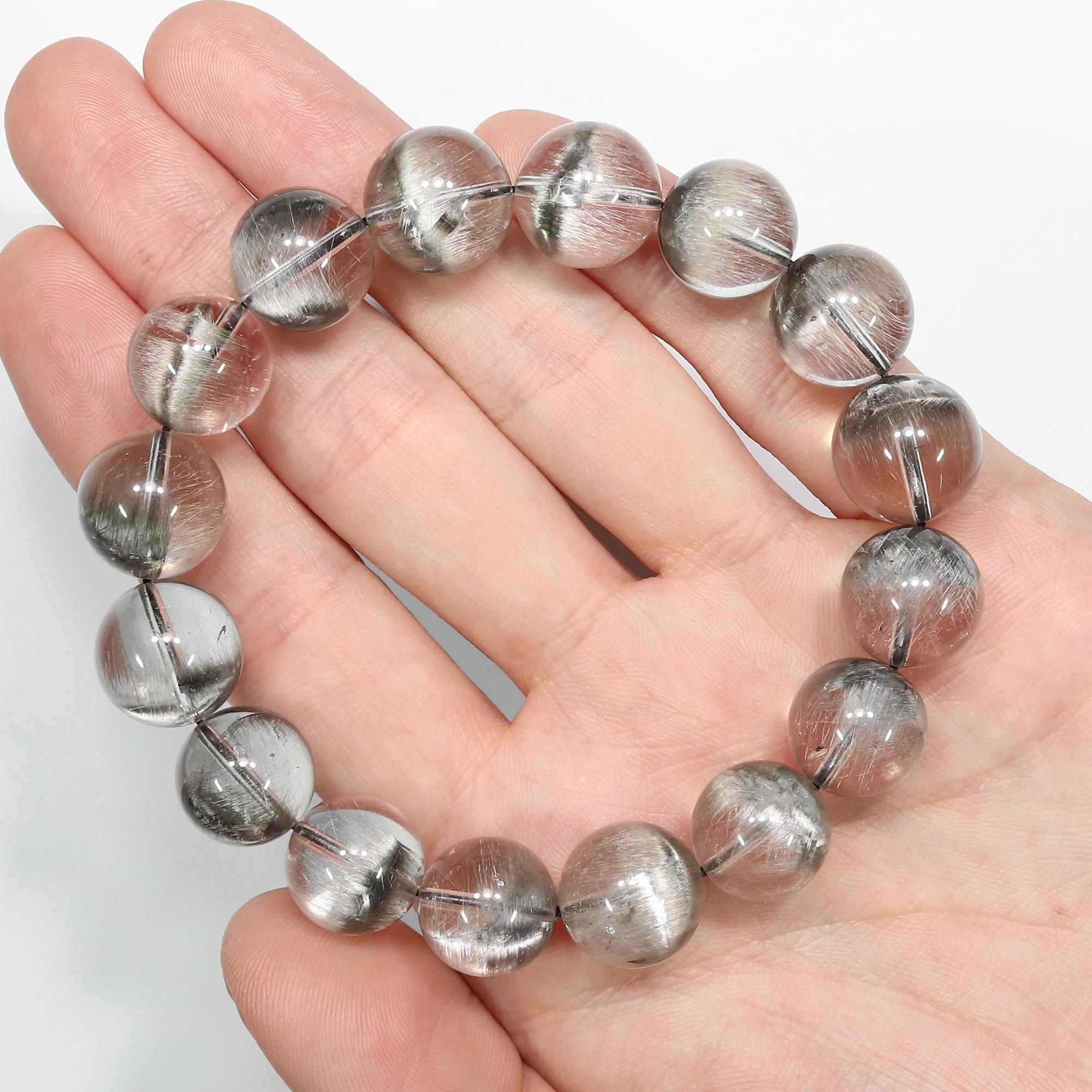 高品質+/クリアタイプ】プラチナルチルクォーツ 13mm～13.5mm玉