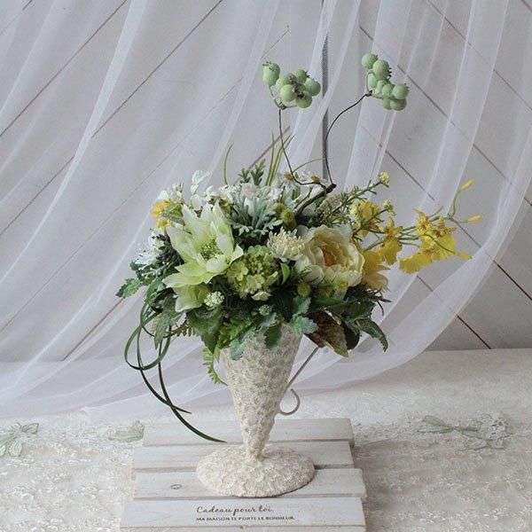 レースのアレンジメント◇クリアグリーン:アーティフィシャルフラワー