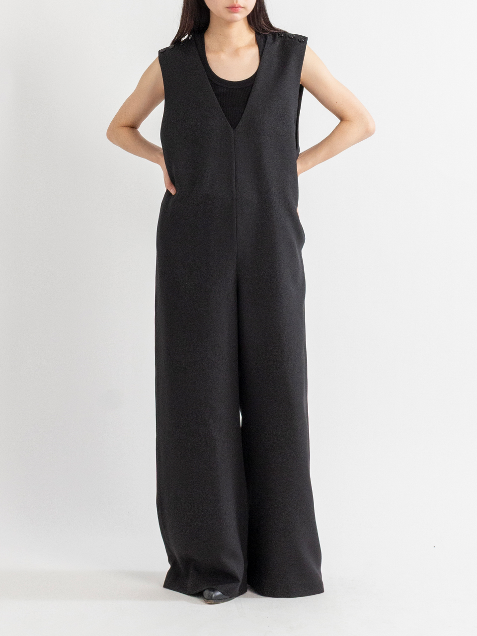 SAILOR V-NECK JUMPSUIT-セーラーブイネックジャンプスーツ-HYKE