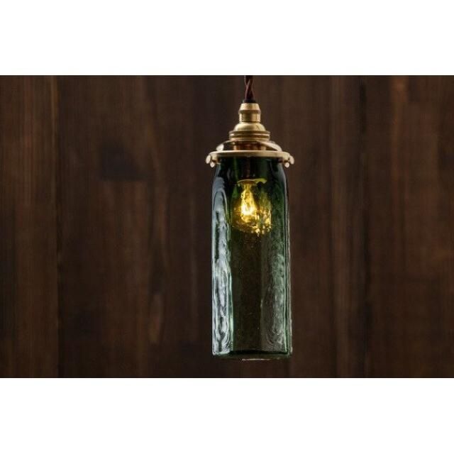 安土草多 吹きガラス ペンダントライト 八角筒瓶 クラック az-l06c-01