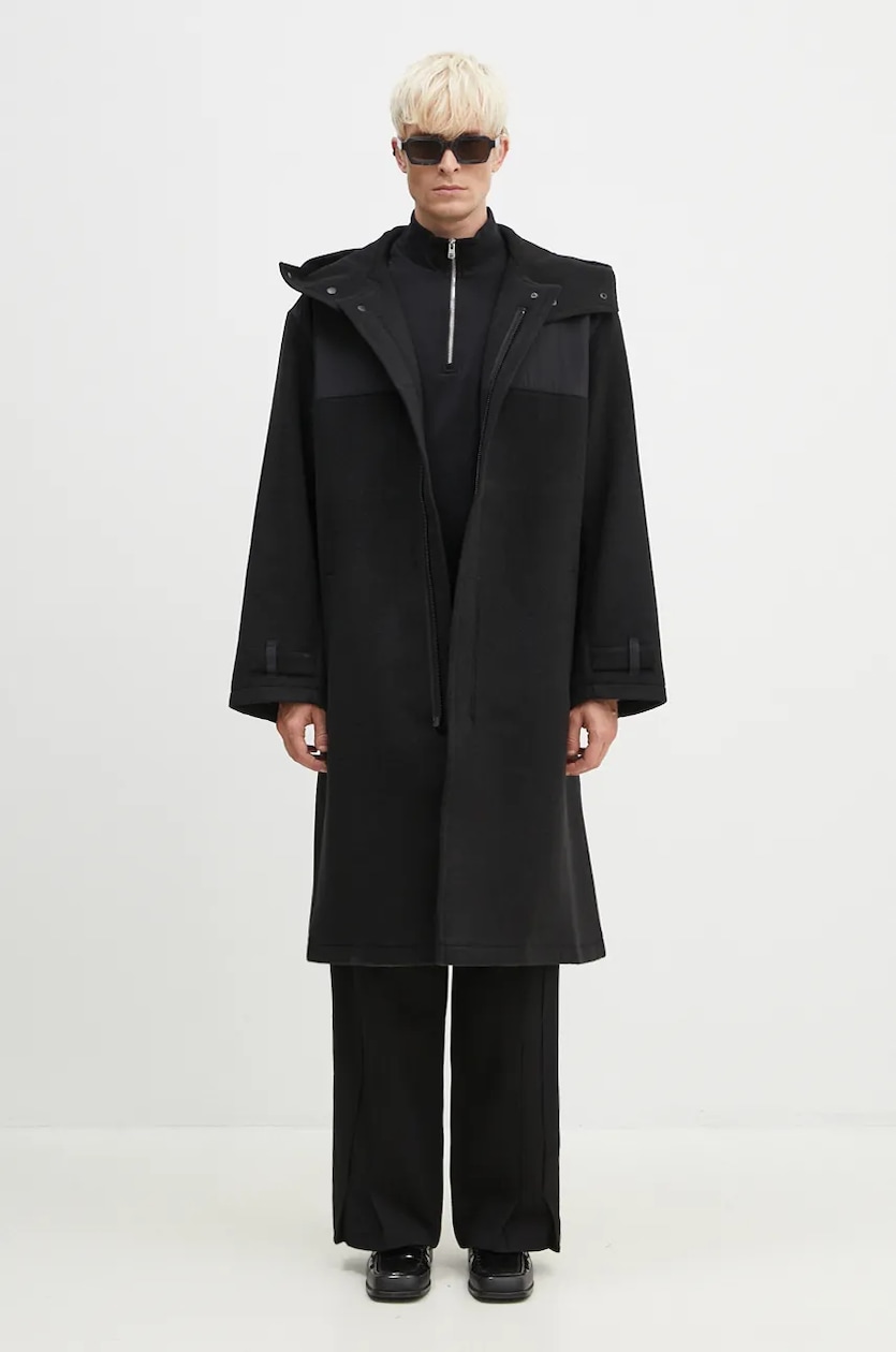 Y-3 wool coat Mellton Coat black color IW7500 at PRM US