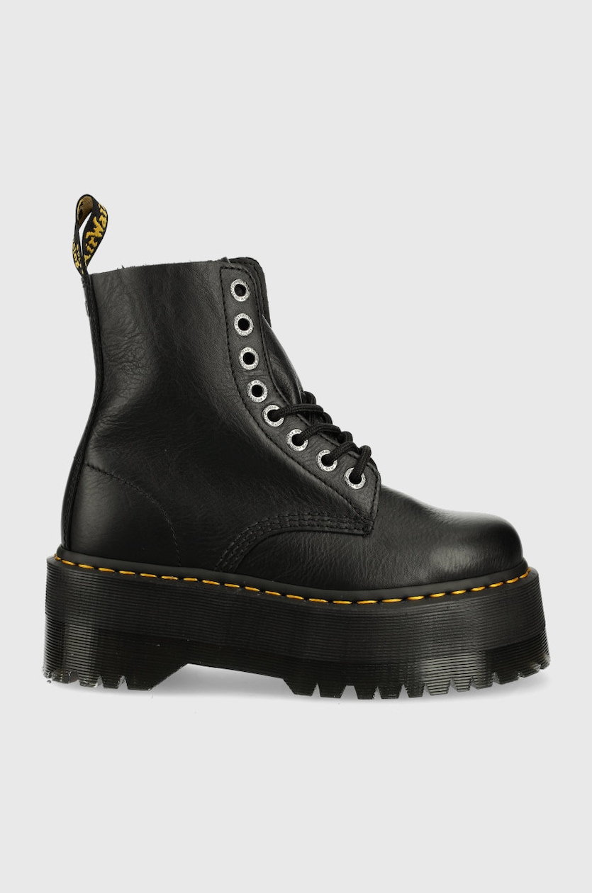 Dr. Martens leather biker boots women's black color at PRM US
