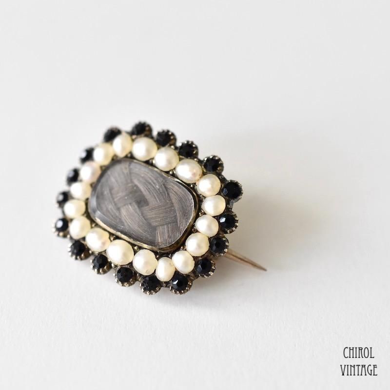 アンティーク 12Kゴールドシードパールxフレンチジェット モーニング