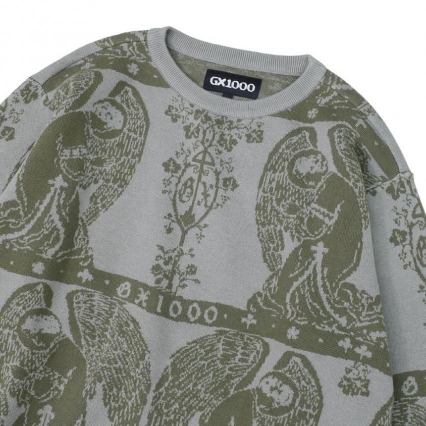 GX1000 JACQUARD KNIT セーター | GREY/GREEN - HORRIBLE'S PROJECT