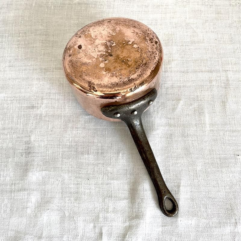 銅鍋 銅片手鍋 直径12cm 厚さ2mm フランス製 ソースパン -soracoya