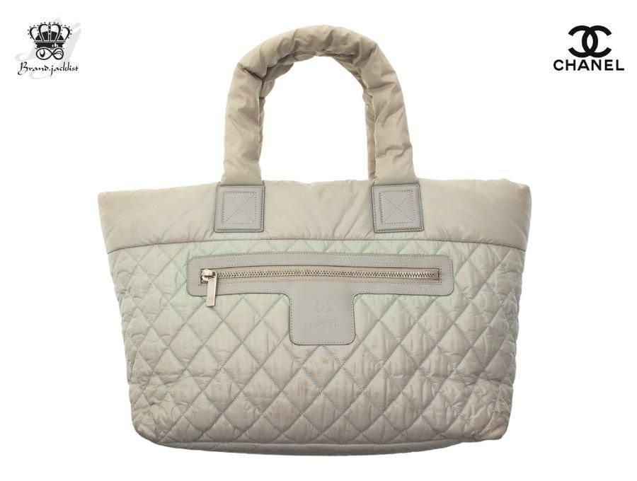 シャネル ココ コクーン MM トートバッグ COCO COCOON カーキグレー S