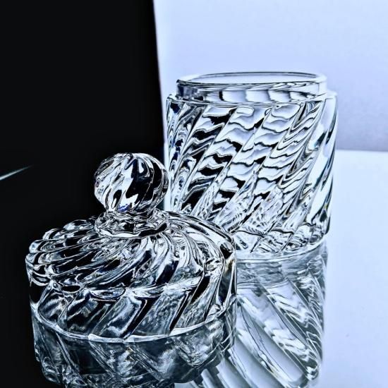 輝くオールドバカラ バンブーの蓋付きコフレ【1916年カタログ】丸型