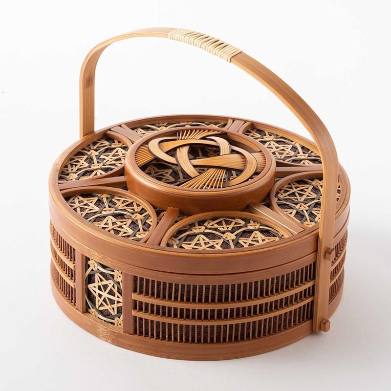 駿河竹千筋細工 淡路手付菓子器 丸 - いい日になりますように