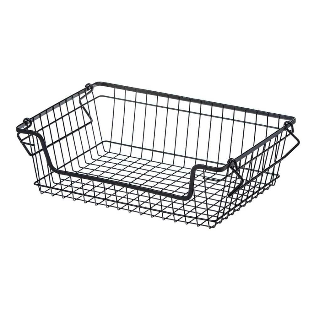 スチールバスケット 前開き浅型 ブラック | カラーボックス・インナー