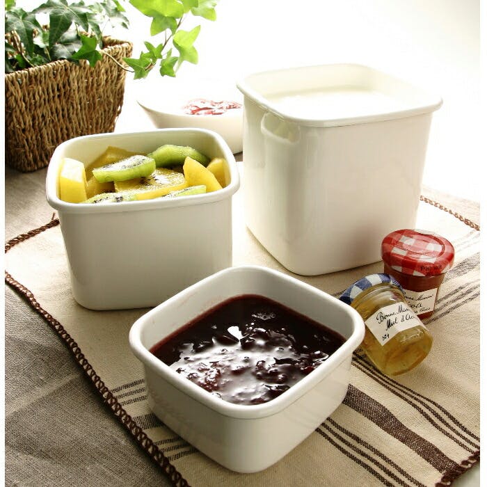 野田琺瑯 ホワイトシリーズ スクエア L 1.2L シール蓋 WS-L【ホーロー