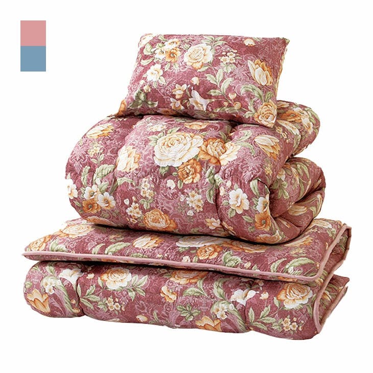 日本製 防ダニ・抗菌防臭加工ボリューム組布団 7点セット ピンク系