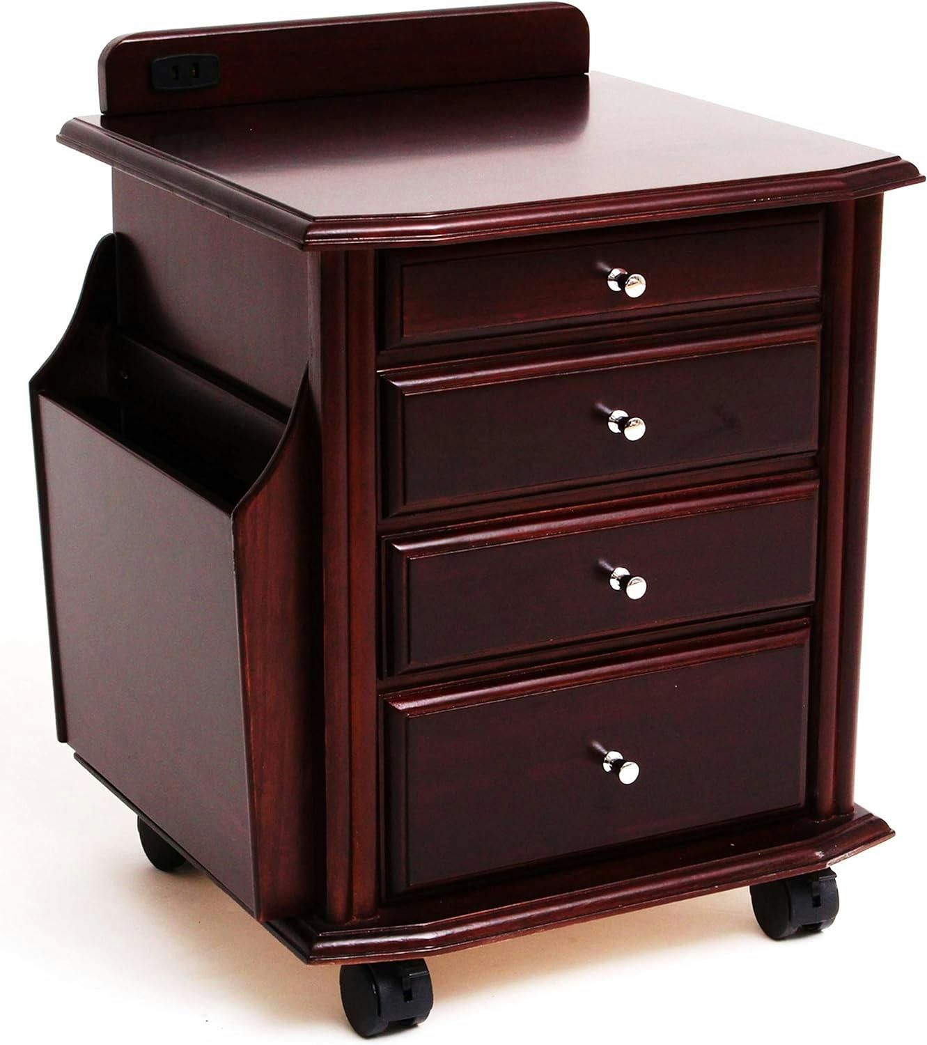 タック Vita ベッドサイドテーブル ダークブラウン 収納ワゴン 天然木