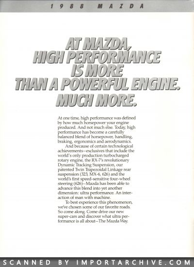 1988 Mazda Full Lineup Brochure (Ultra-Performance Machines