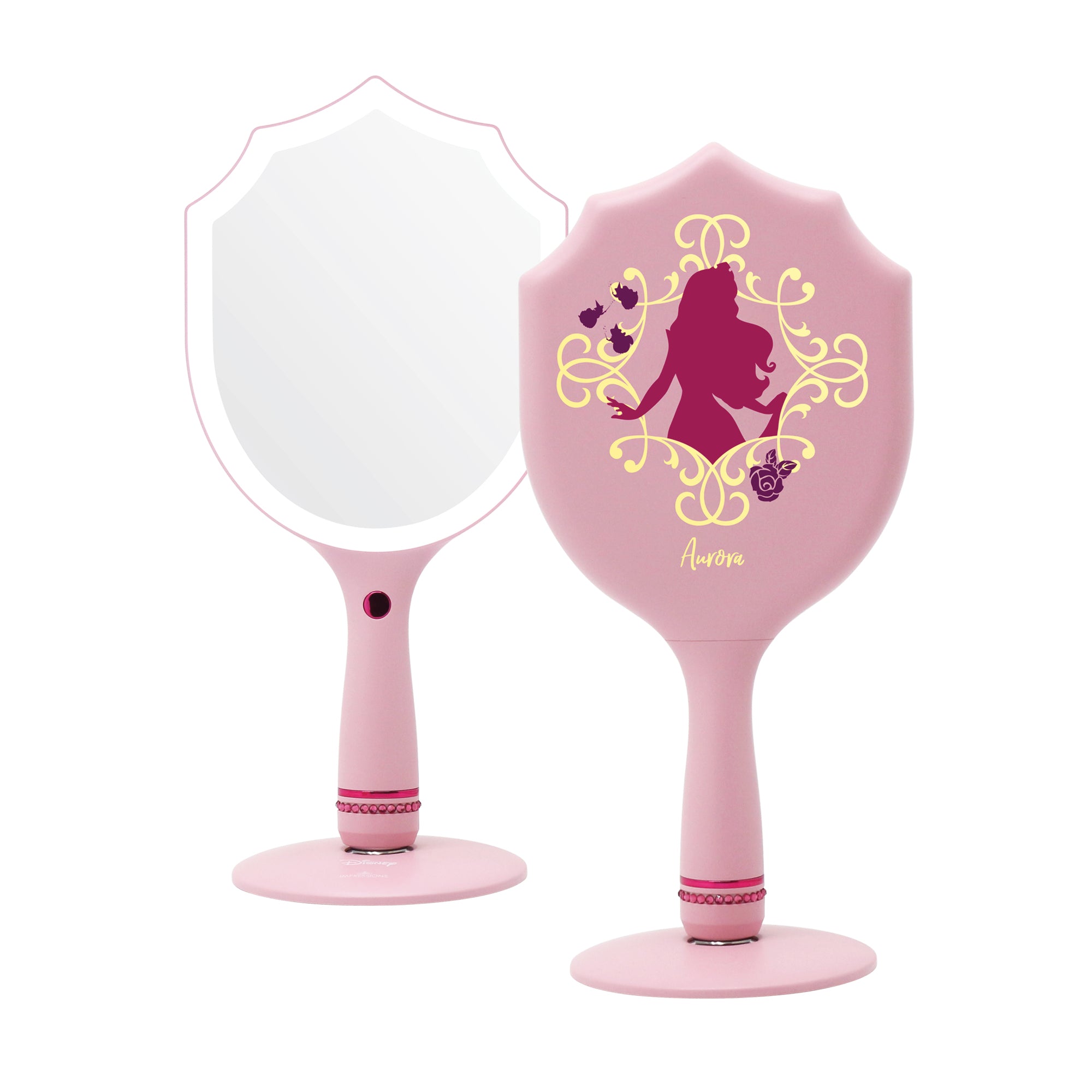 Aurora LED Handheld Makeup Mirror With Standing Base • Impressions