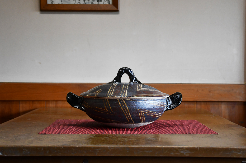 黒織部（黒茶・黒白） | 稲葉直人 伊賀焼土鍋と器｜三重県伊賀市土鍋作家