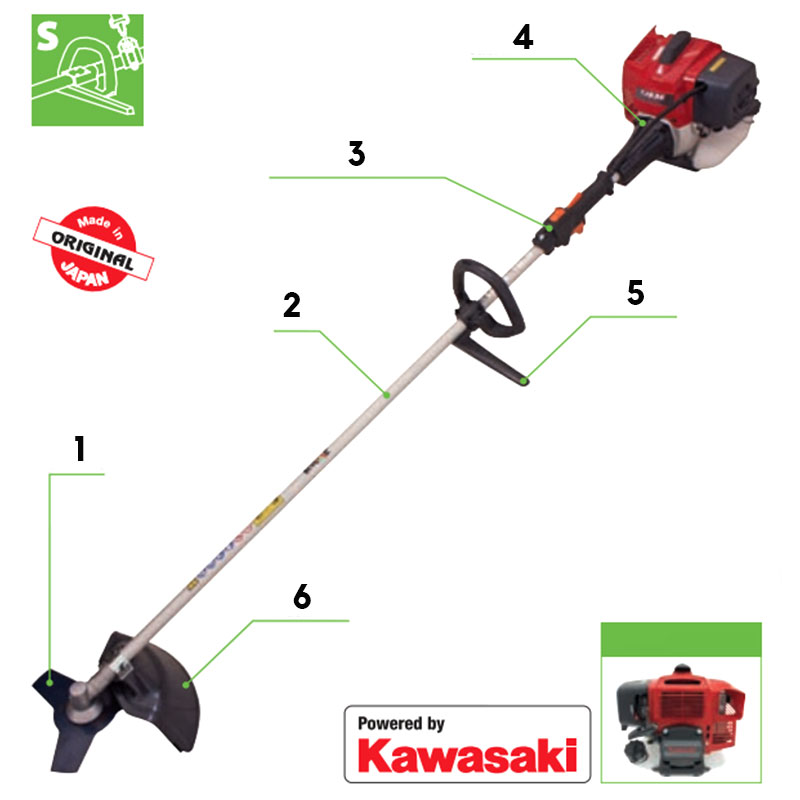 Kaaz KV 530 S Decespugliatore Asta Rigida motore Kawasaki 2,7HP