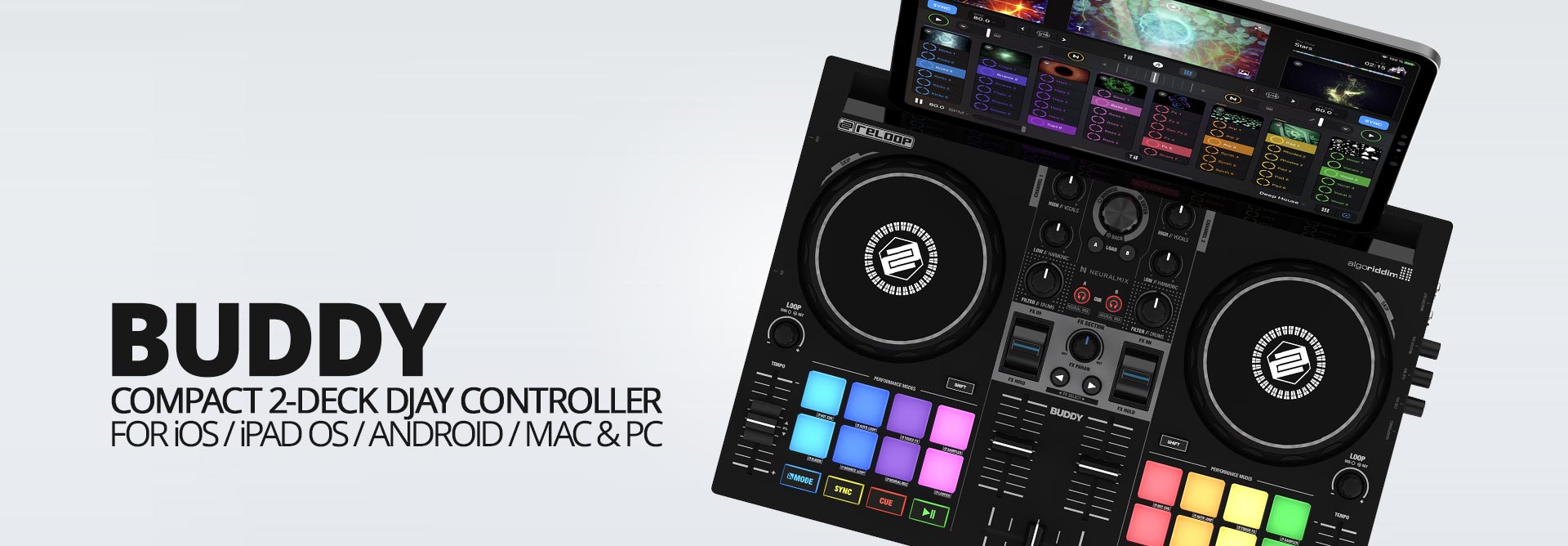 Reloop BUDDY | コンパクト2デッキ DJAY コントローラー | Digiland